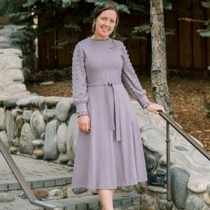 Dainty Jewells Evening Pearl Midi Dress size small. Color is Lilac.